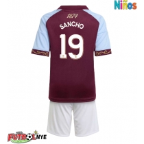Camiseta Aston Villa Jadon Sancho #19 Primera Equipación para niños 2025-26 manga corta (+ pantalones cortos)
